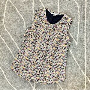 Dalia Yellow and Pink Floral Sleeveless Blouse Top